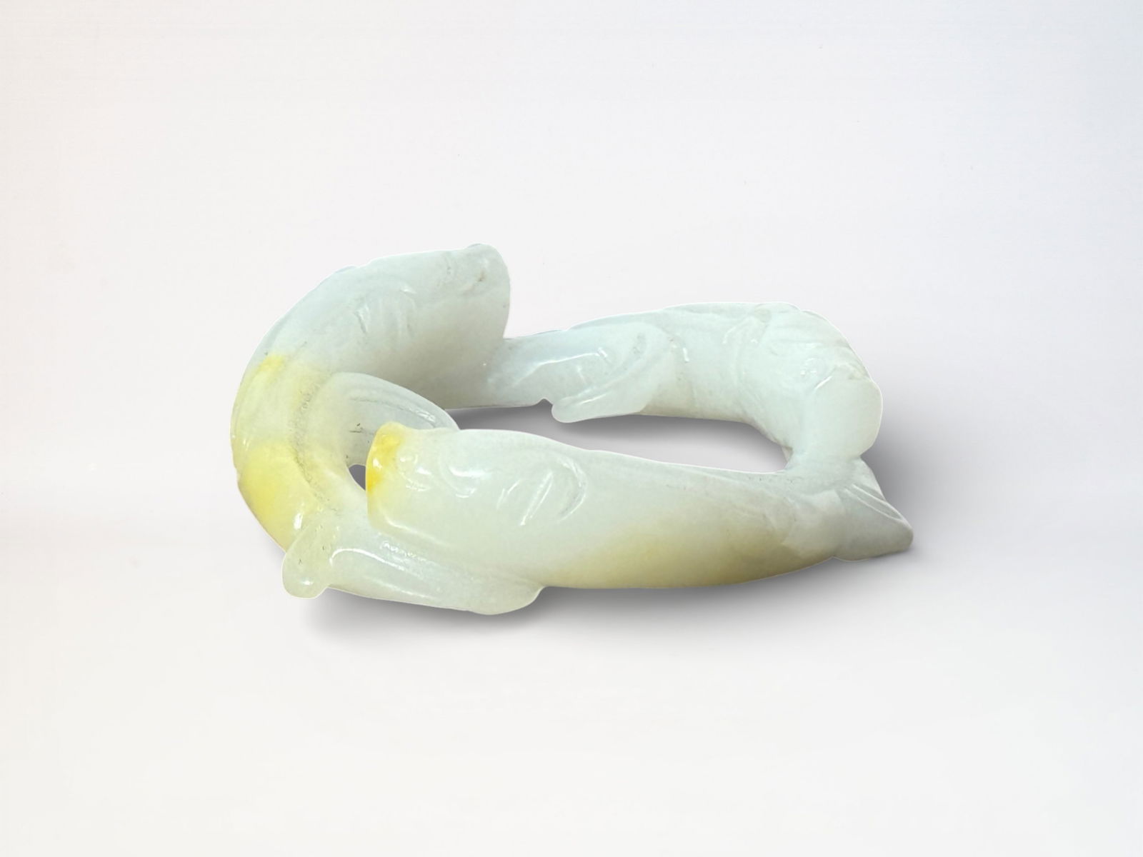 Chinese White Jade Teapot Cover Rest with Fish Motif (1 of 8)