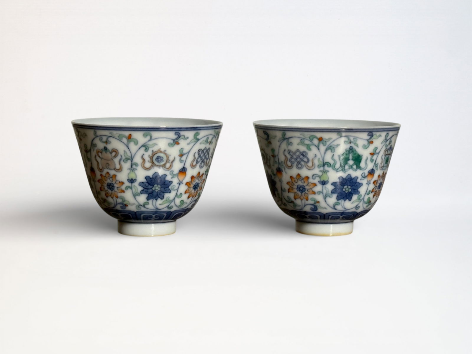 Pair of Chinese Doucai 'Eight Buddhist Emblems' Cups (1 of 11)
