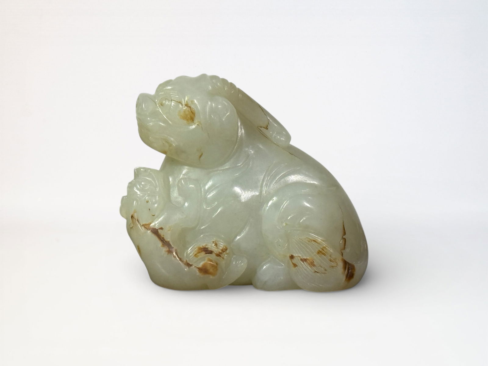 Chinese Carved White and Russet Jade 'Mythical Beast' Group (1 of 14)