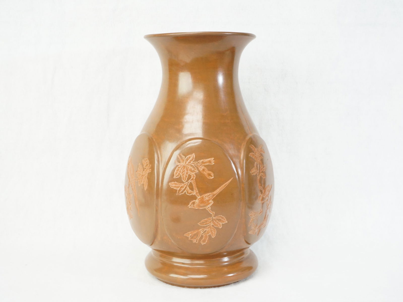 Chinese Yixing 'Bird and Flower' Hexagonal Vase: Approximate size: H:10.5 in Shipping: We offer in-house shipping services for most small items. This means that we will take care of packing and shipping the items directly to you. For larger or