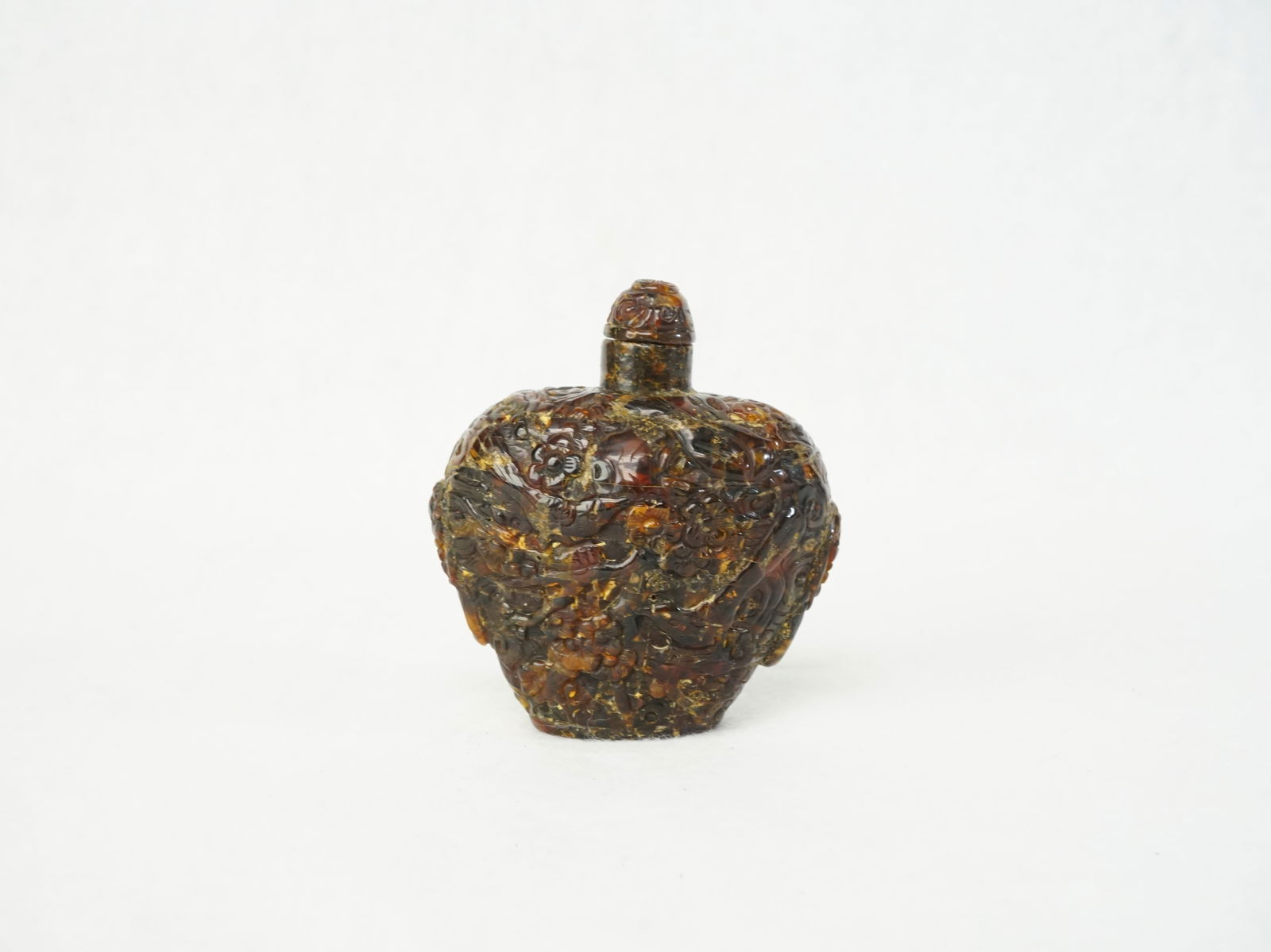 Chinese Carved Amber Snuff Bottle (1 of 6)
