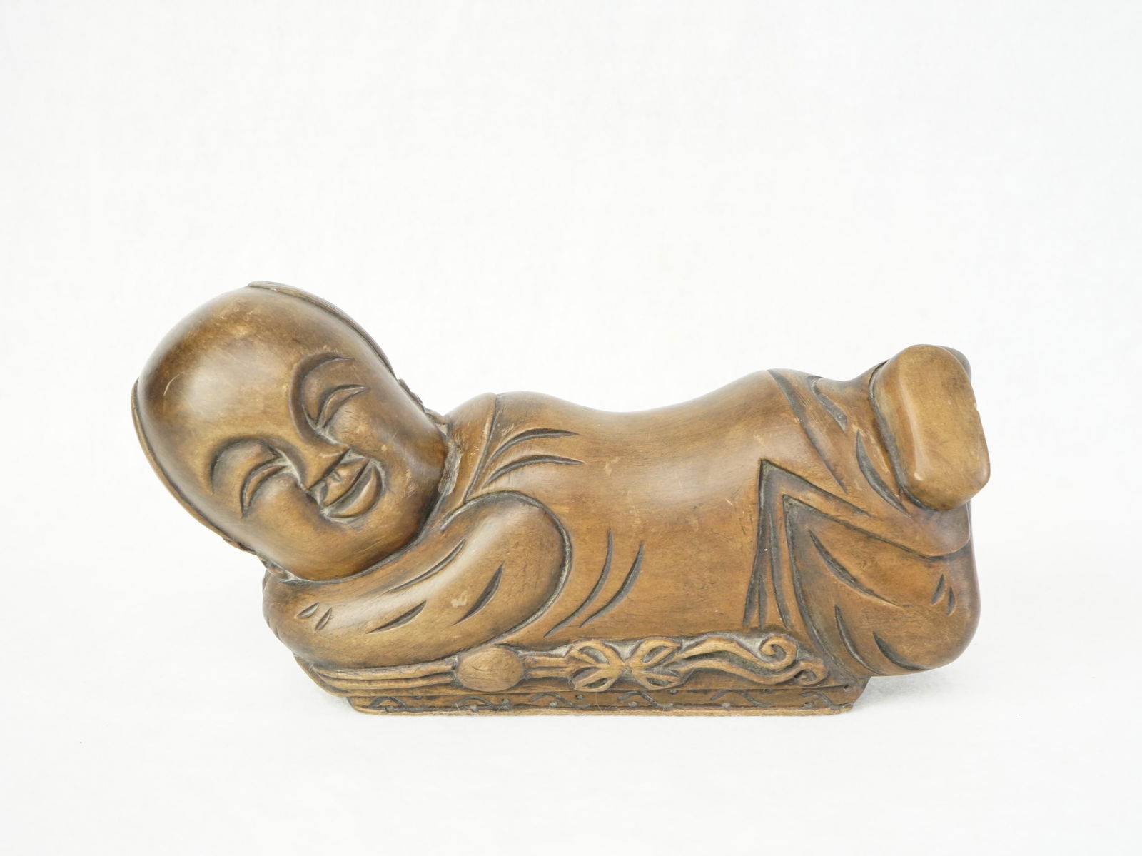 Chinese Carved Wood Recumbent Boy Pillow with Mark: Approximate size: 8x2.5x4.5 in Shipping: We offer in-house shipping services for most small items. This means that we will take care of packing and shipping the items directly to you. For larger or sp