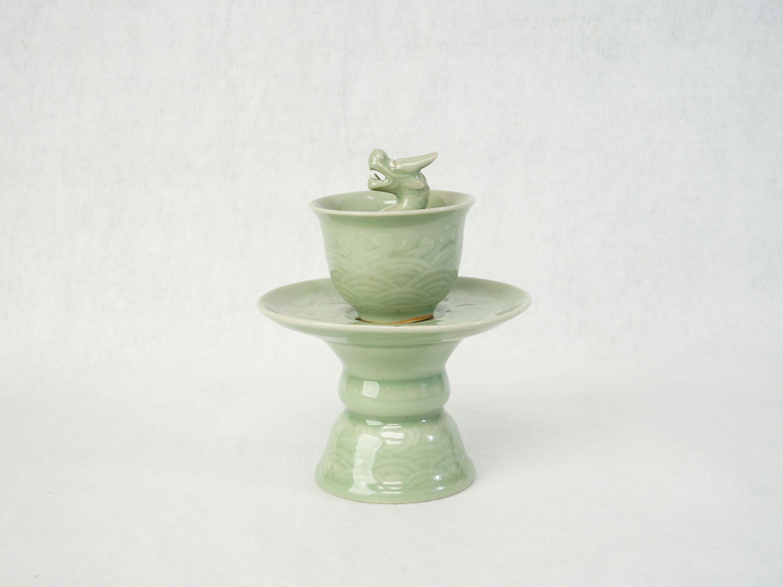 Chinese Celadon Puzzle Cup with Stand,Republic Period: Approximate size: overall H:6 in,cup dia 3 in,stand dia 5. Shipping: We offer in-house shipping services for most small items. This means that we will take care of packing and shipping the items