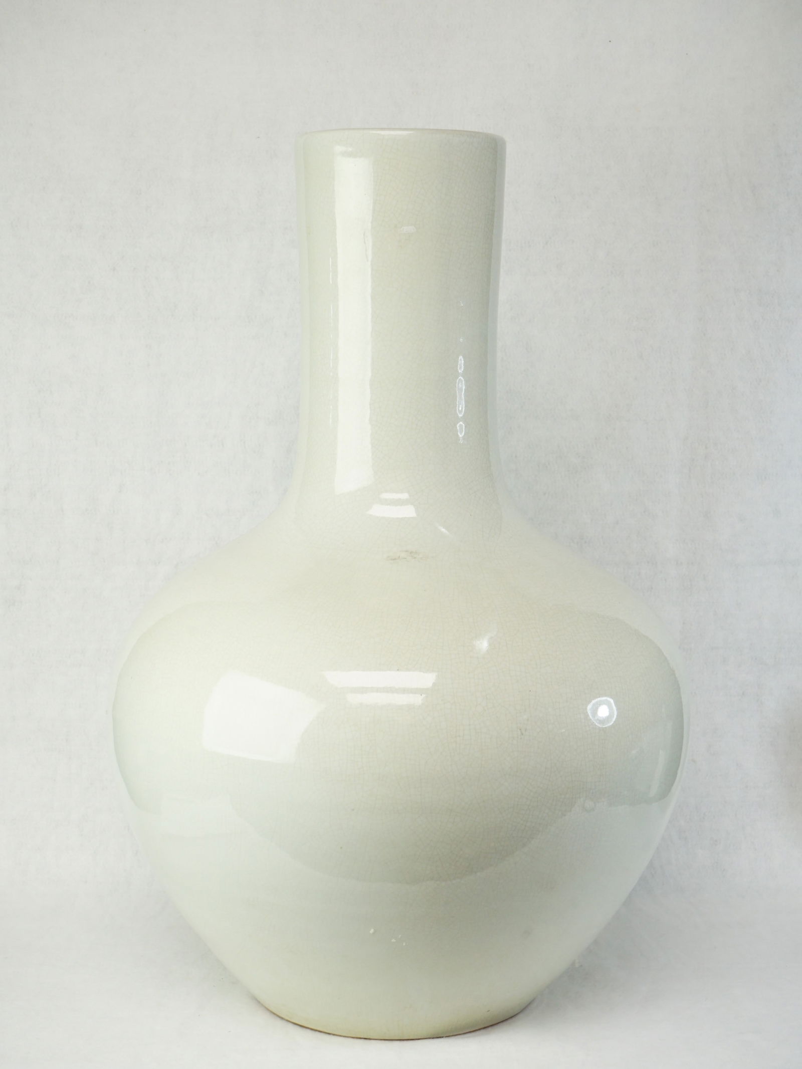 Large Chinese White Glazed Pglobular Vase: Approximate size:26x18x18 in Shipping: We offer in-house shipping services for most small items. This means that we will take care of packing and shipping the items directly to you. For larger or