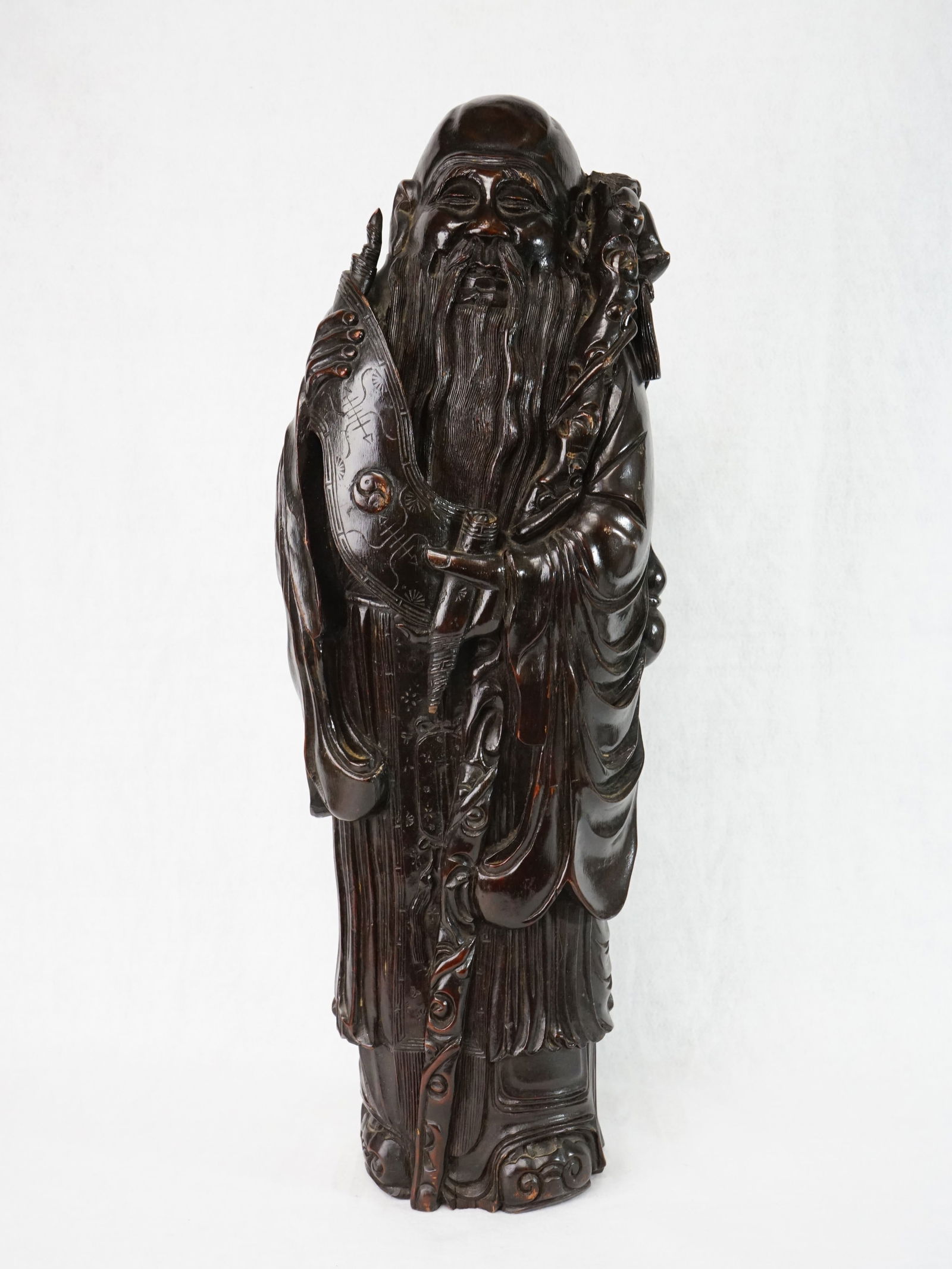 Large Chinese Carved Bamboo Figure of a Sholao (1 of 7)