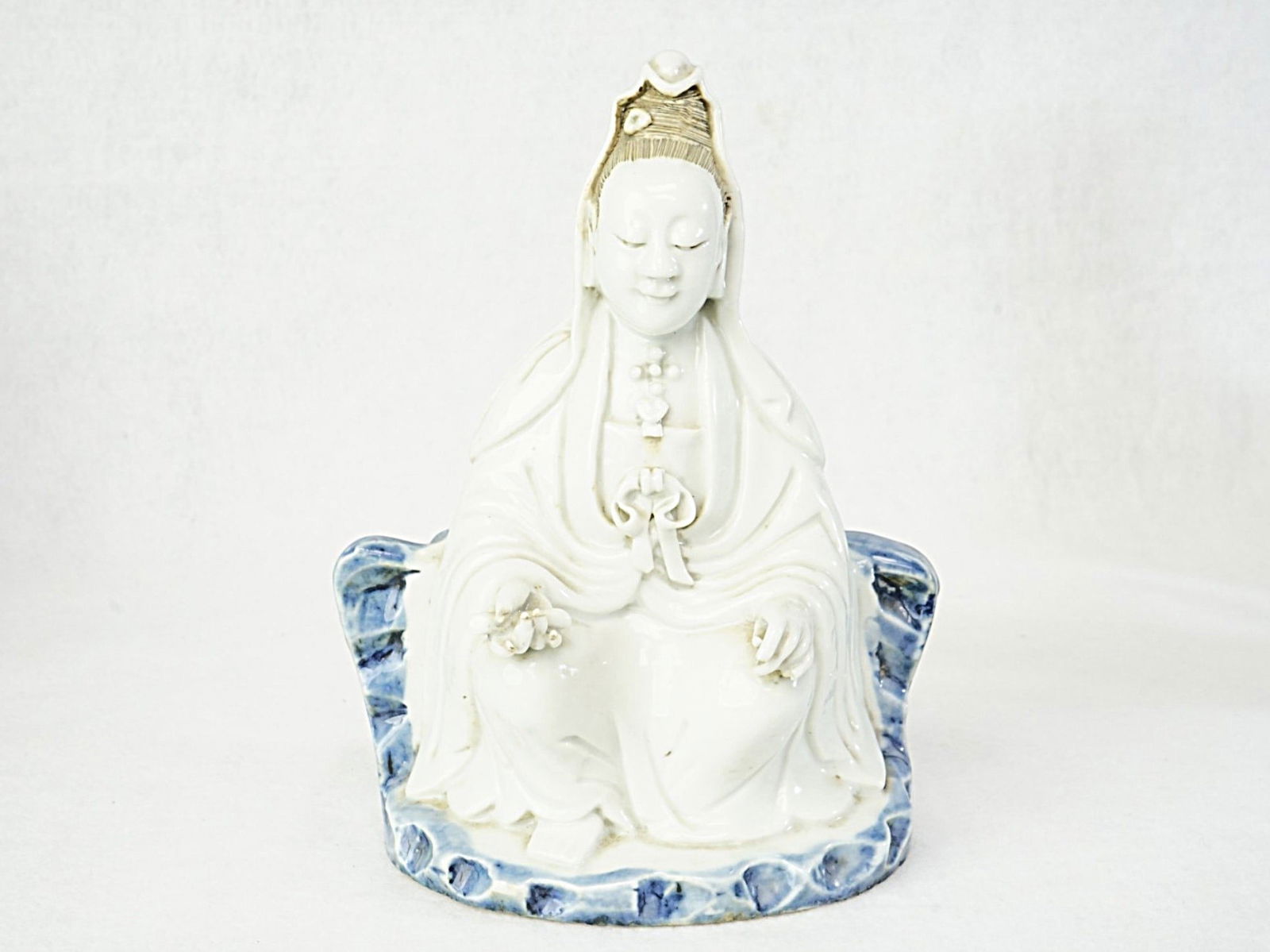 Chinese Blanc De Chine Figure of a Seated Guan Yin: Approximate size: 7.5x6x3.5 in Shipping: We offer in-house shipping services for most small items. This means that we will take care of packing and shipping the items directly to you. For larger or sp