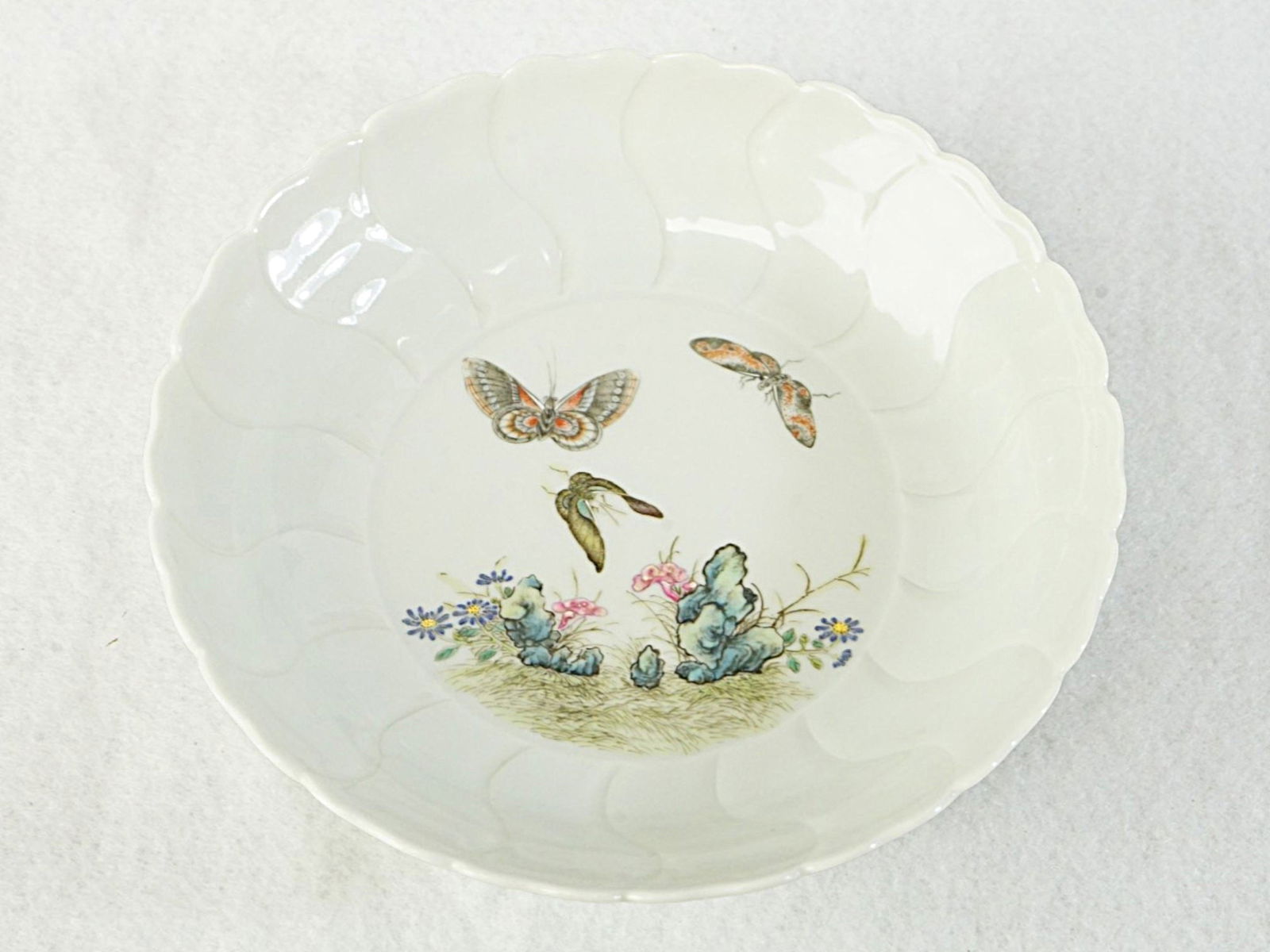 Chinese Famille Rose Enameled ’Butterflies’ Dish with Mark: Approximate size:1.25x5.25x5.25 in Shipping: We offer in-house shipping services for most small items. This means that we will take care of packing and shipping the items directly to you. For larger