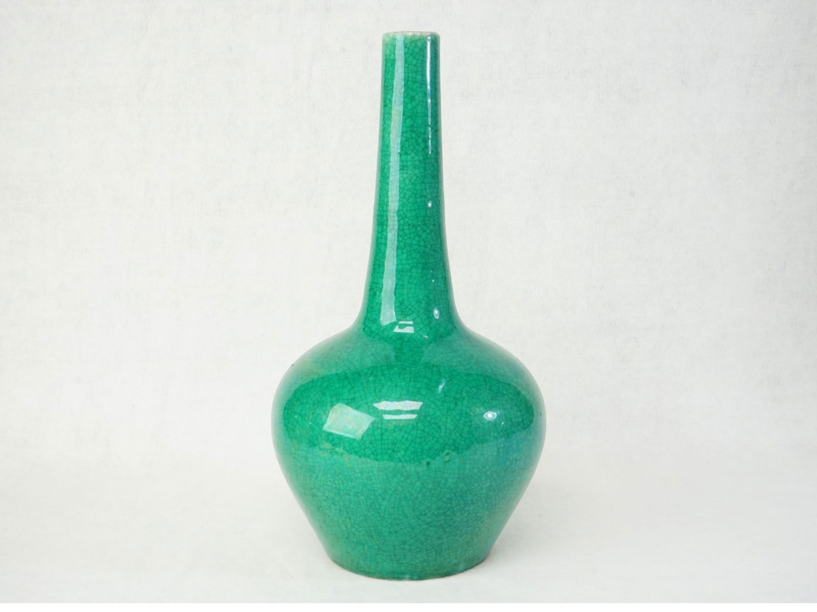 Chinese Green Crackle-Glazed Porcelain Bottle Vase (1 of 7)