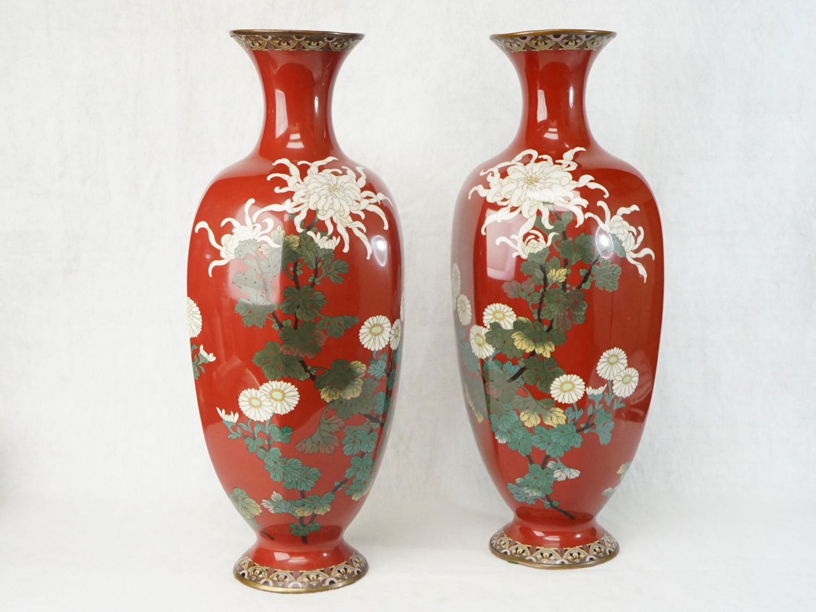 Pair of Japanese Cloisonne Vases, Meiji Period (1 of 8)