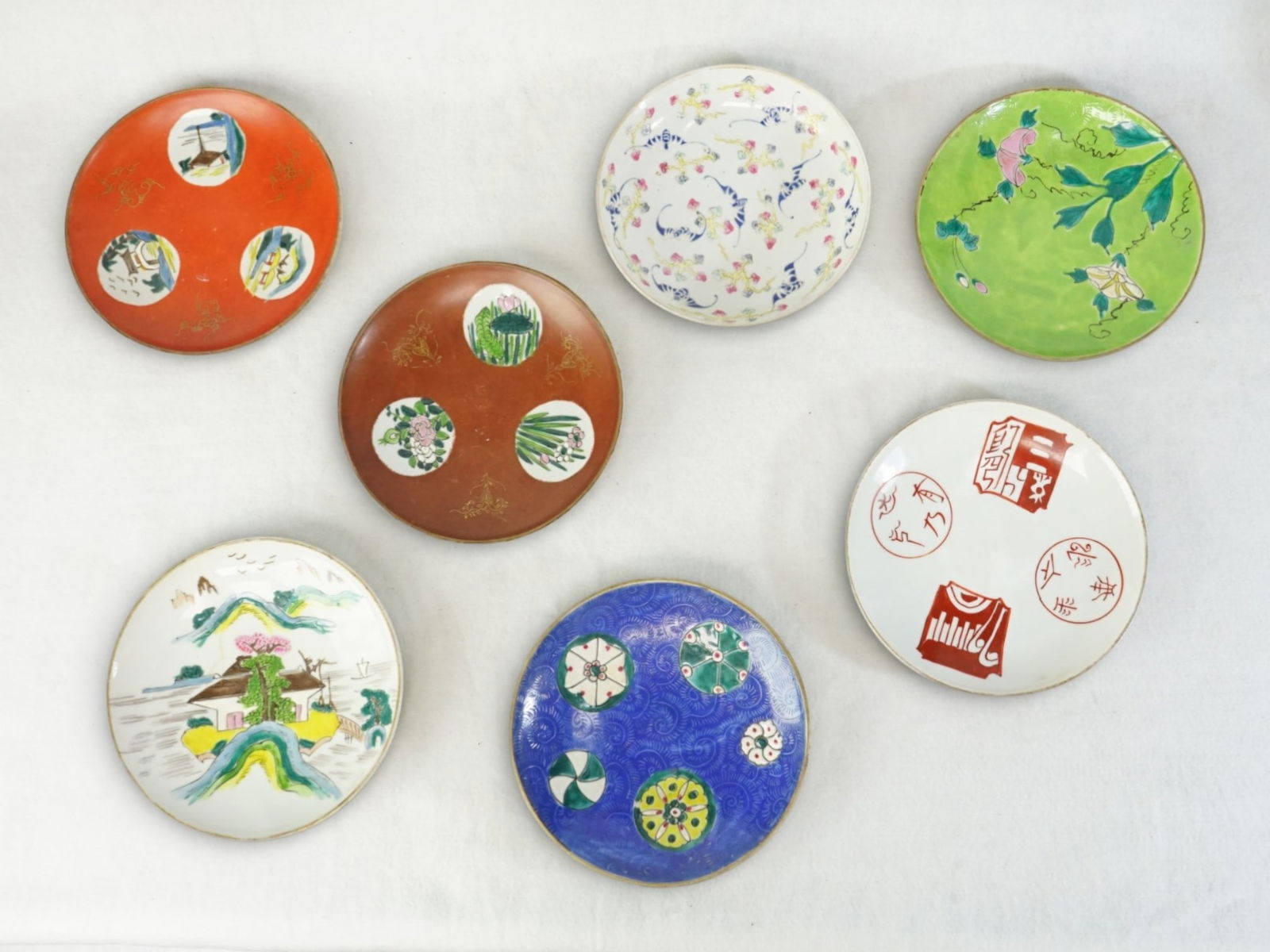 Lot of 7 Chinese Famille Rose Porcelain Dishes: Approximate size:dia 6in Shipping: We offer in-house shipping services for most small items. This means that we will take care of packing and shipping the items directly to you. For larger or