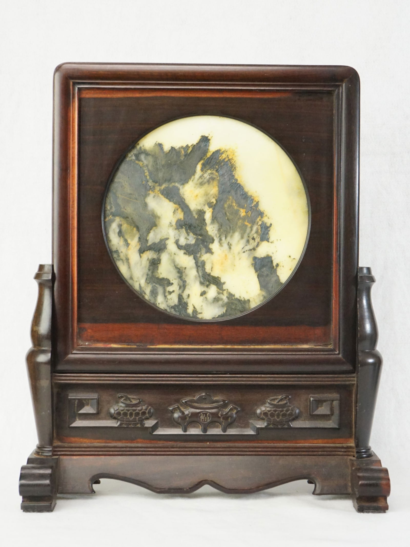 Chinese Hardwood and Marble Table Screen (1 of 6)