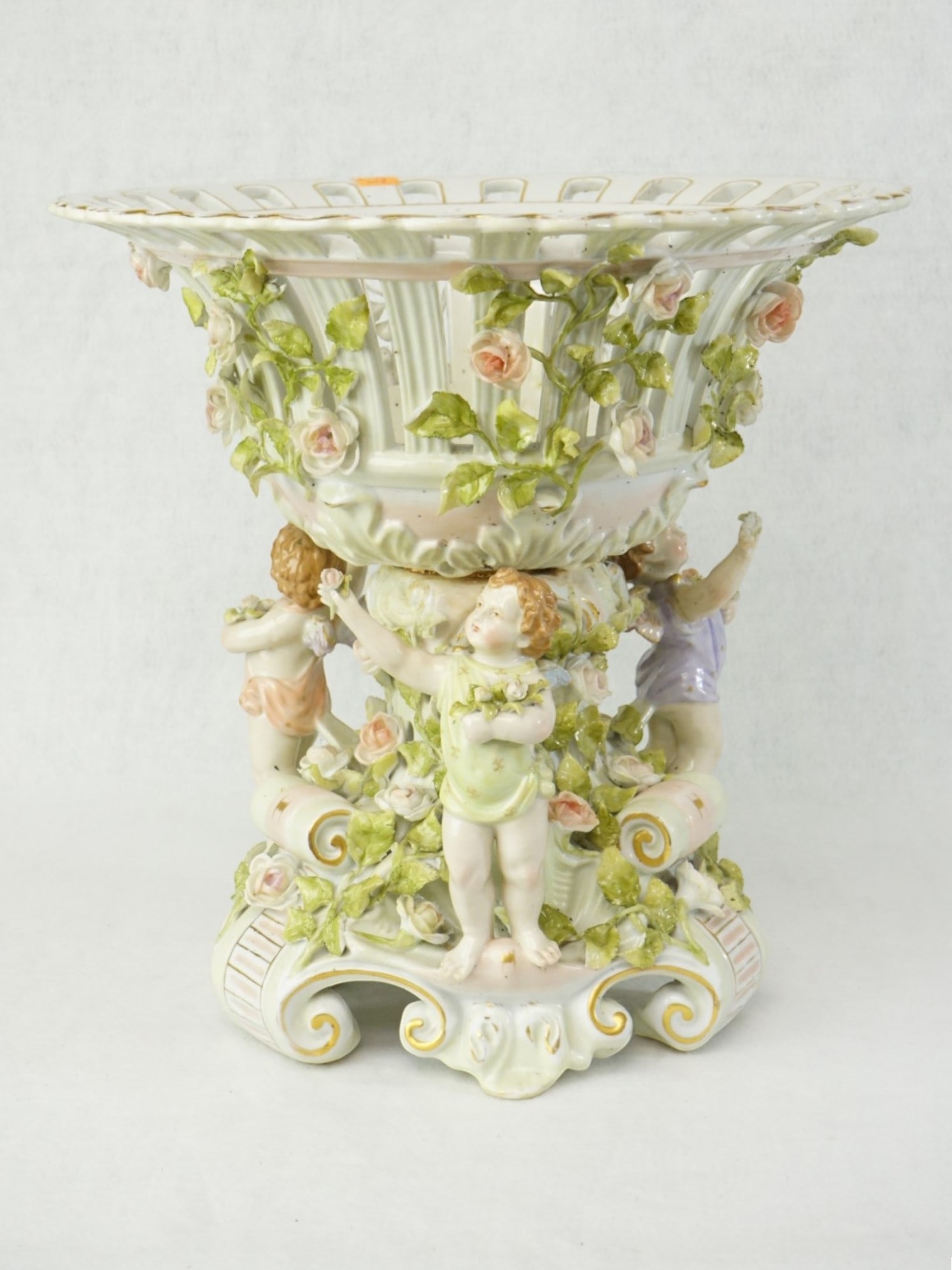 German Schierholz Foliage-Encrusted Rococo-Style Centerpiece Compote, 19th Century (1 of 10)