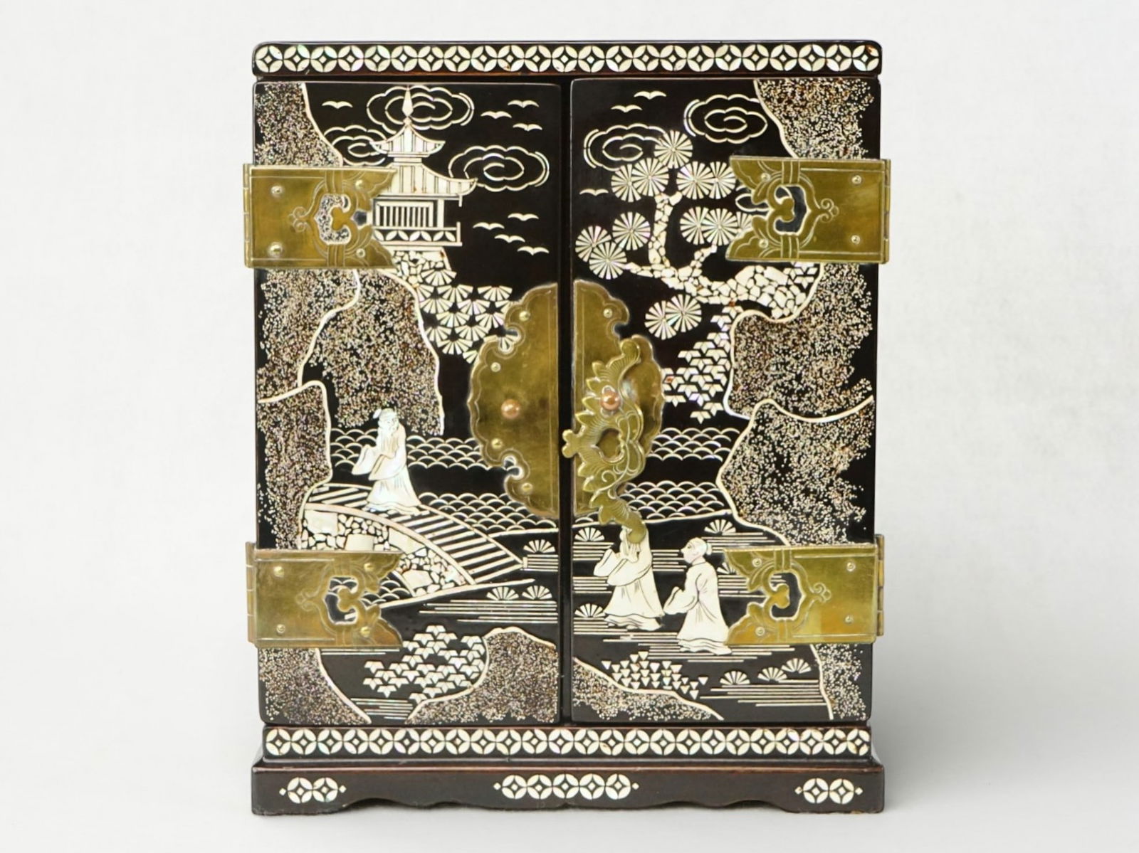 Japanese Lacquer Cabinet with Mother of Pearl Inlay (1 of 6)