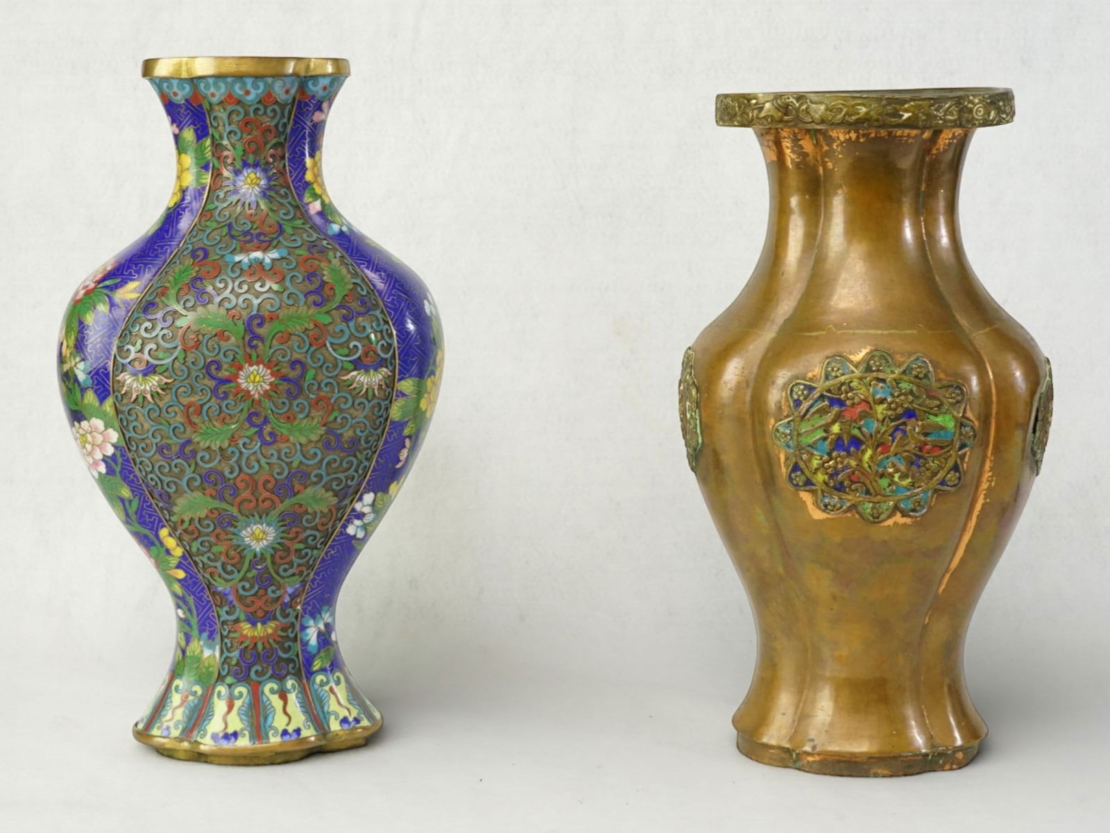 Lot of 2 Chinese Cloisonné Enamel Vase (1 of 9)