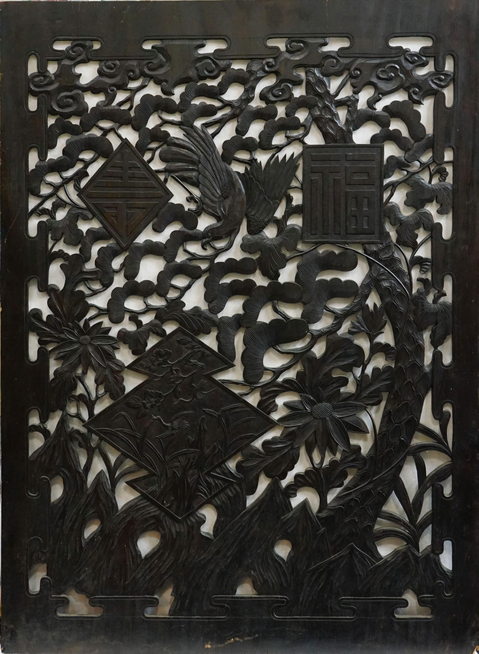 Chinese Carved Wood Panel: Approximate size: 35x47.75 in Shipping: We offer in-house shipping services for most small items. This means that we will take care of packing and shipping the items directly to you. For larger or