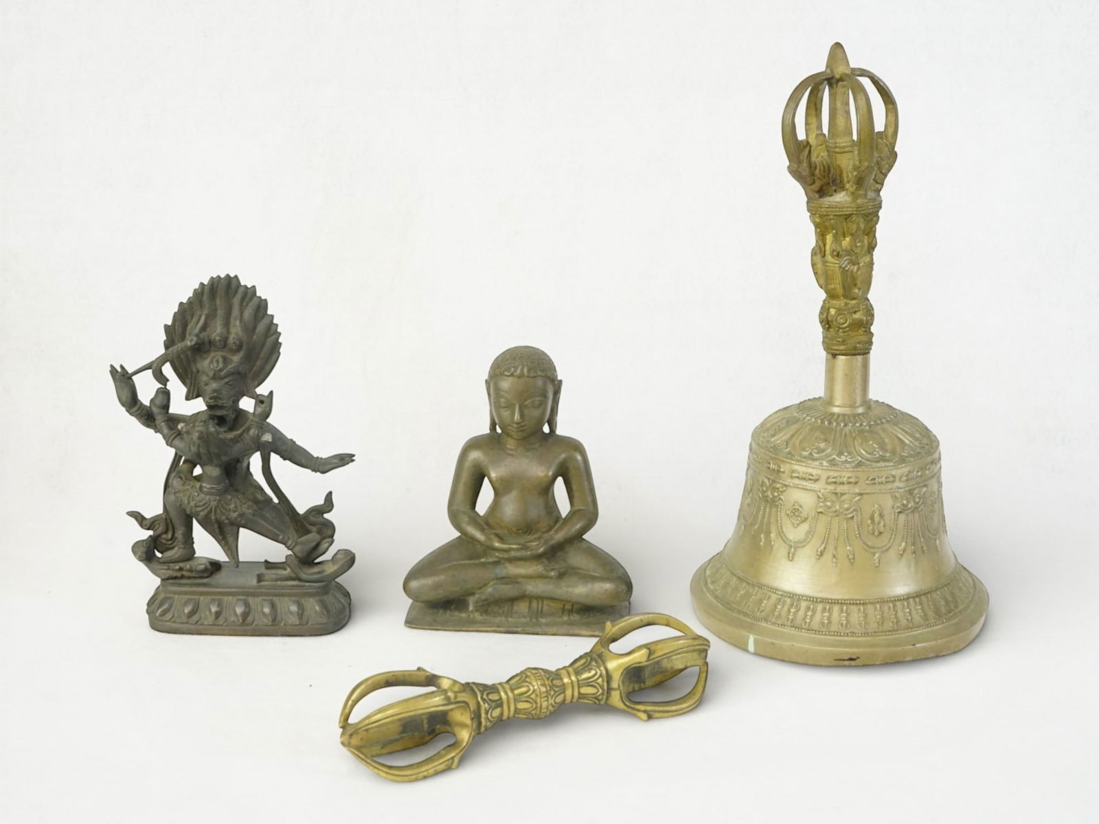 Group of Four Tibetan Bronze Pieces (1 of 8)