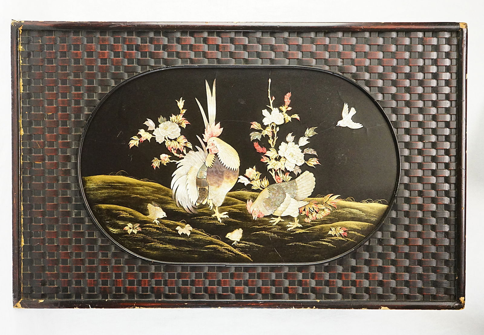 Japanese Shibayama Plaque with Rooster Scene: Approximate size: 19.5x30.5 in Shipping: We offer in-house shipping services for most small items. This means that we will take care of packing and shipping the items directly to you. For larger or sp