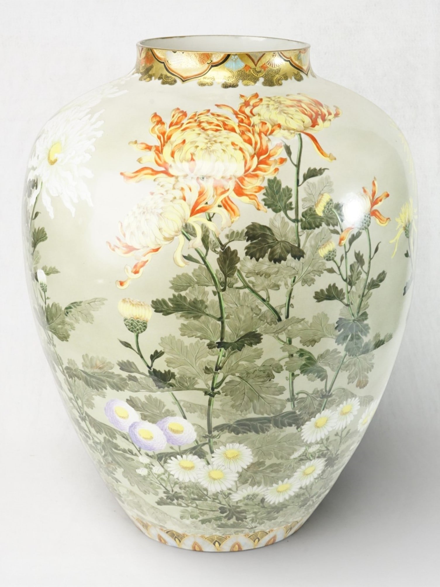 Large Japanese Kutani Porcelain with Floral Motif: Approximate size:H:17.75 in Shipping: We offer in-house shipping services for most small items. This means that we will take care of packing and shipping the items directly to you. For larger or speci