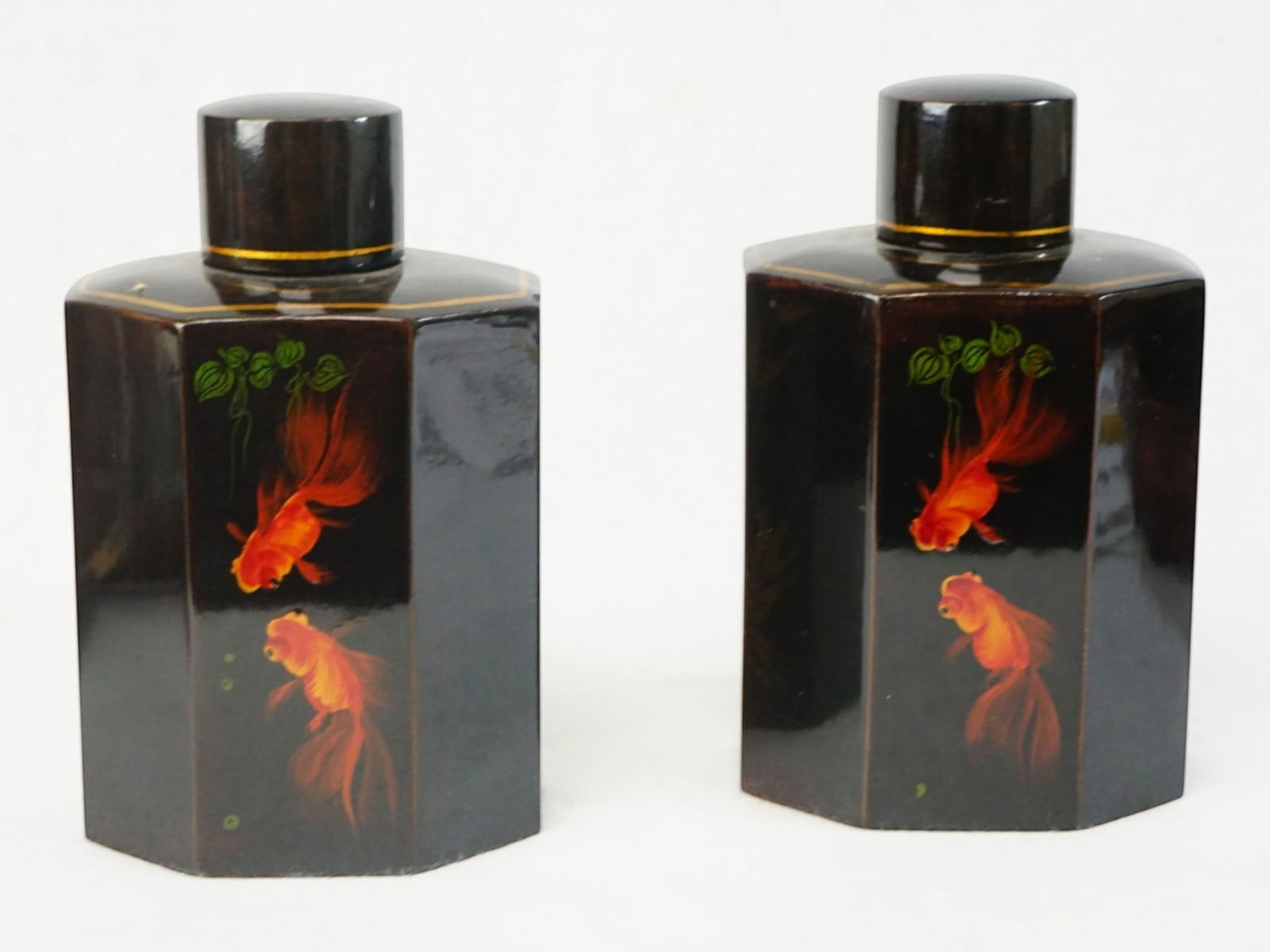 Pair of Chinese Lacquer Tea Caddy: Approximate size: 7x4.5x3.75 in(ea) Shipping: We offer in-house shipping services for most small items. This means that we will take care of packing and shipping the items directly to you. For larger