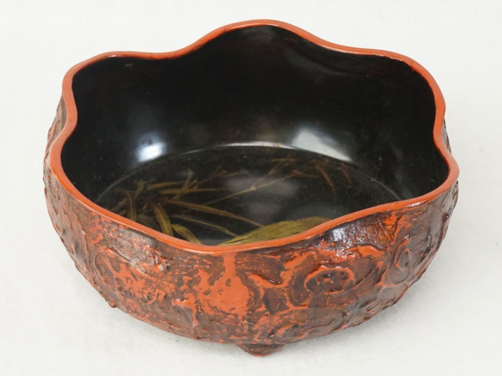 Japanese Lacquer Tripod Bowl with Bird: Approximate size: 2.25x6.25x6.25 in Shipping: We offer in-house shipping services for most small items. This means that we will take care of packing and shipping the items directly to you. For larger