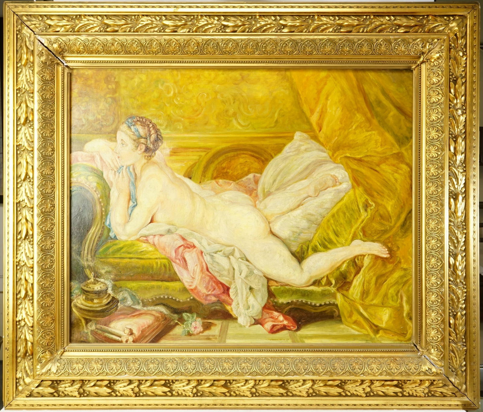 French Oil Painting of a Beauty: Approximate size:31x35.5 in Shipping: We offer in-house shipping services for most small items. This means that we will take care of packing and shipping the items directly to you. For larger or speci