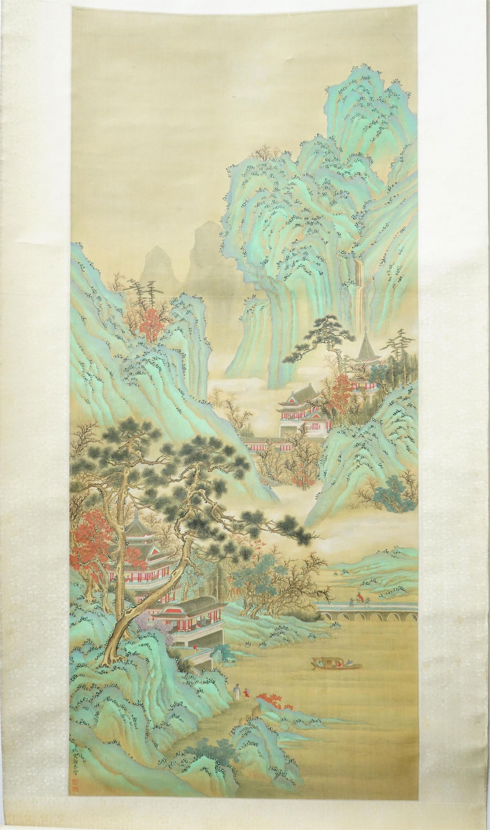 Attributed to Yao Wenhan,Chinese Landscape Painting Scroll, Ink on Silk (1 of 11)