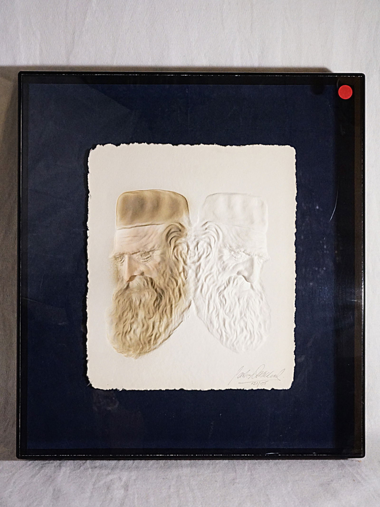 Carlo Wahlbeck (Swedish, 1931- ). Framed Portrait In Cast Paper Sculpture of a Rabbi In Opposing: Approximate size:18x20x3 in/image 11x12.5 in Shipping: We offer in-house shipping services for most small items. This means that we will take care of packing and shipping the items directly to you.