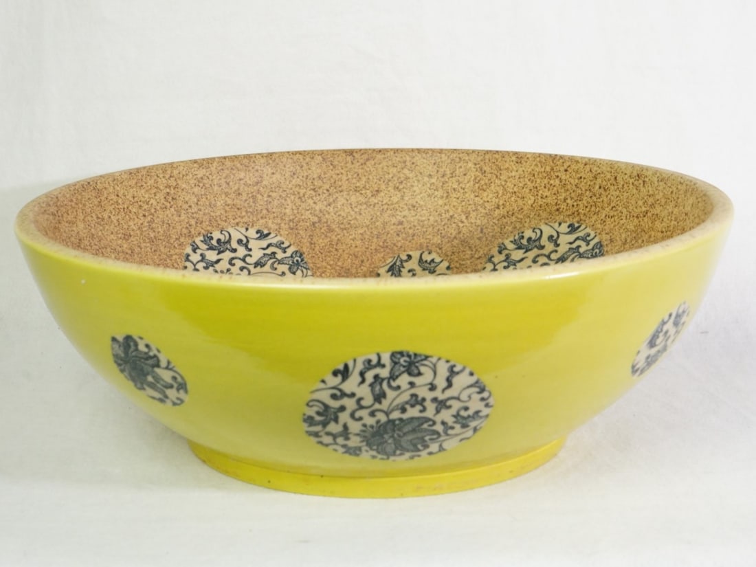 Blue and White Ball Motif Green Oriental Porcelain Sink: Approximate size: 16x16x5.5 in ,drain hole dia 1.5 in Shipping: We offer in-house shipping services for most small items. This means that we will take care of packing and shipping the items directly