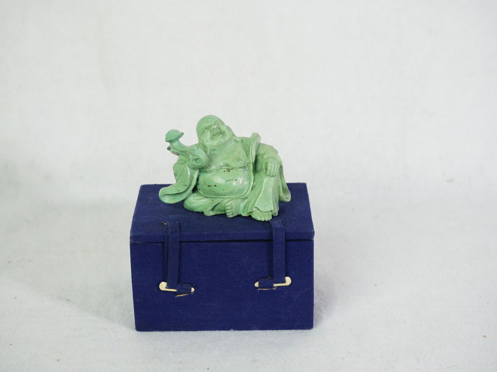 Chinese Buddha Sculpture In Turquoise: Approximate size: H: 2 in Shipping: We offer in-house shipping services for most small items. This means that we will take care of packing and shipping the items directly to you. For larger or