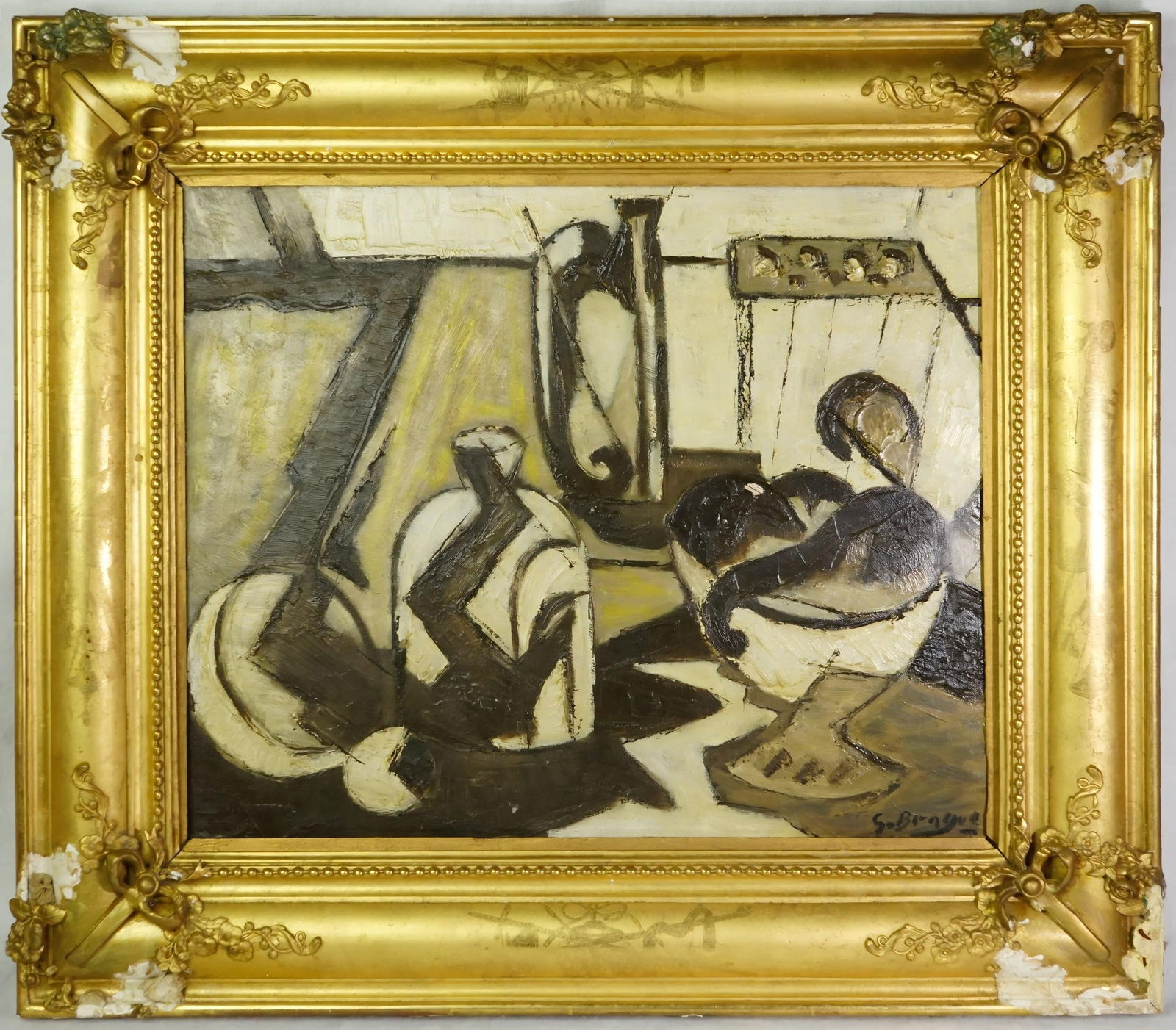 Attributed to Georges Braque, "Nature Morte": Approximate size: frame 30x26.5 in/ image 21x17 in Shipping: We offer in-house shipping services for most small items. This means that we will take care of packing and shipping the items directly to