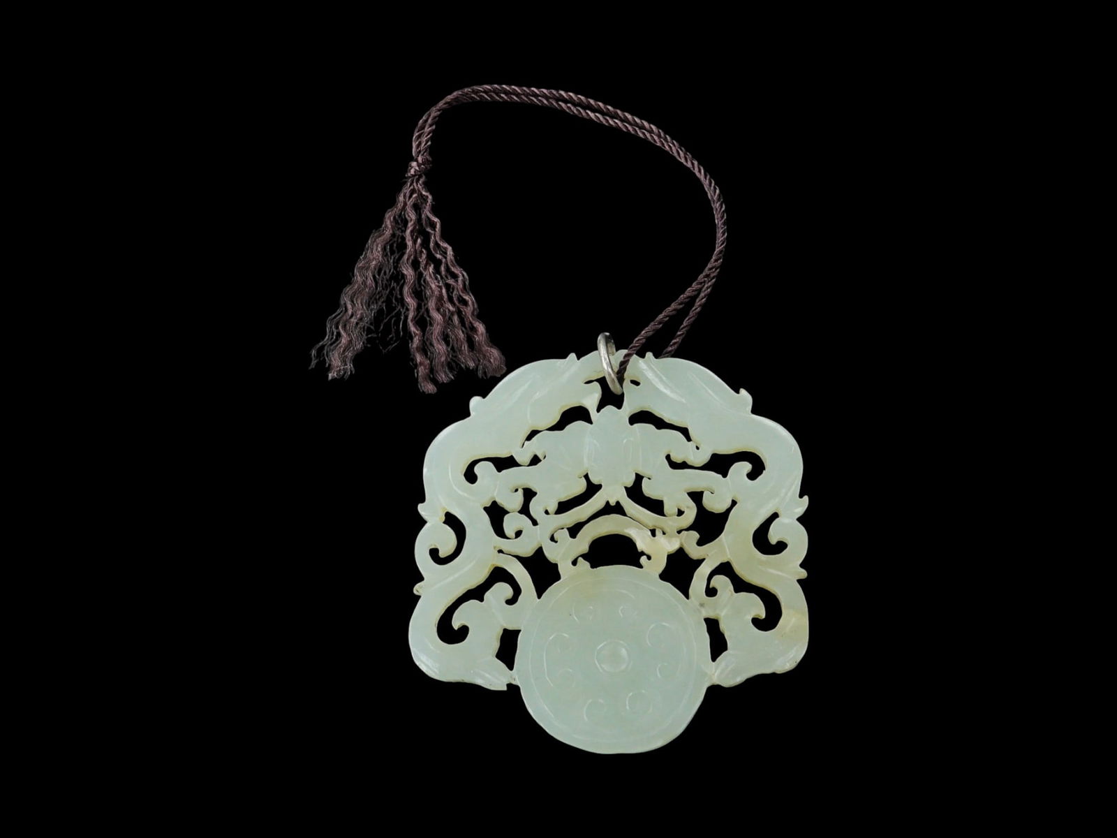 Chinese Carved Celadon Jade ‘Bat and Lotus Pod’ Plaque: Approximate size: 2x2x1/8 in Shipping: We offer in-house shipping services for most small items. This means that we will take care of packing and shipping the items directly to you. For larger or
