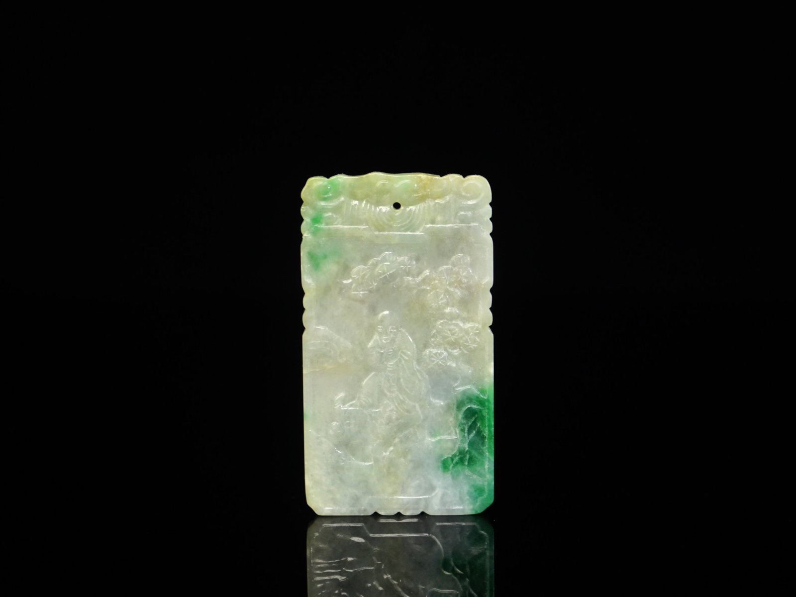 Chinese Carved Jadeite Rectangular Plaque - 2