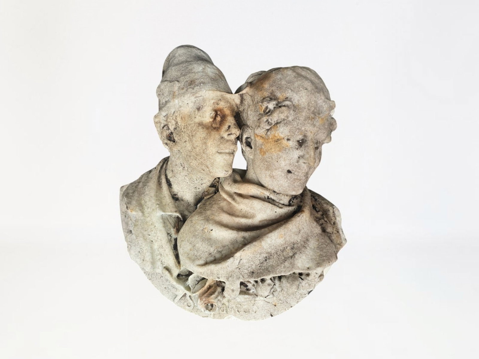 Carved Marble Figural Group Sculpture "Sympathie" (1 of 12)