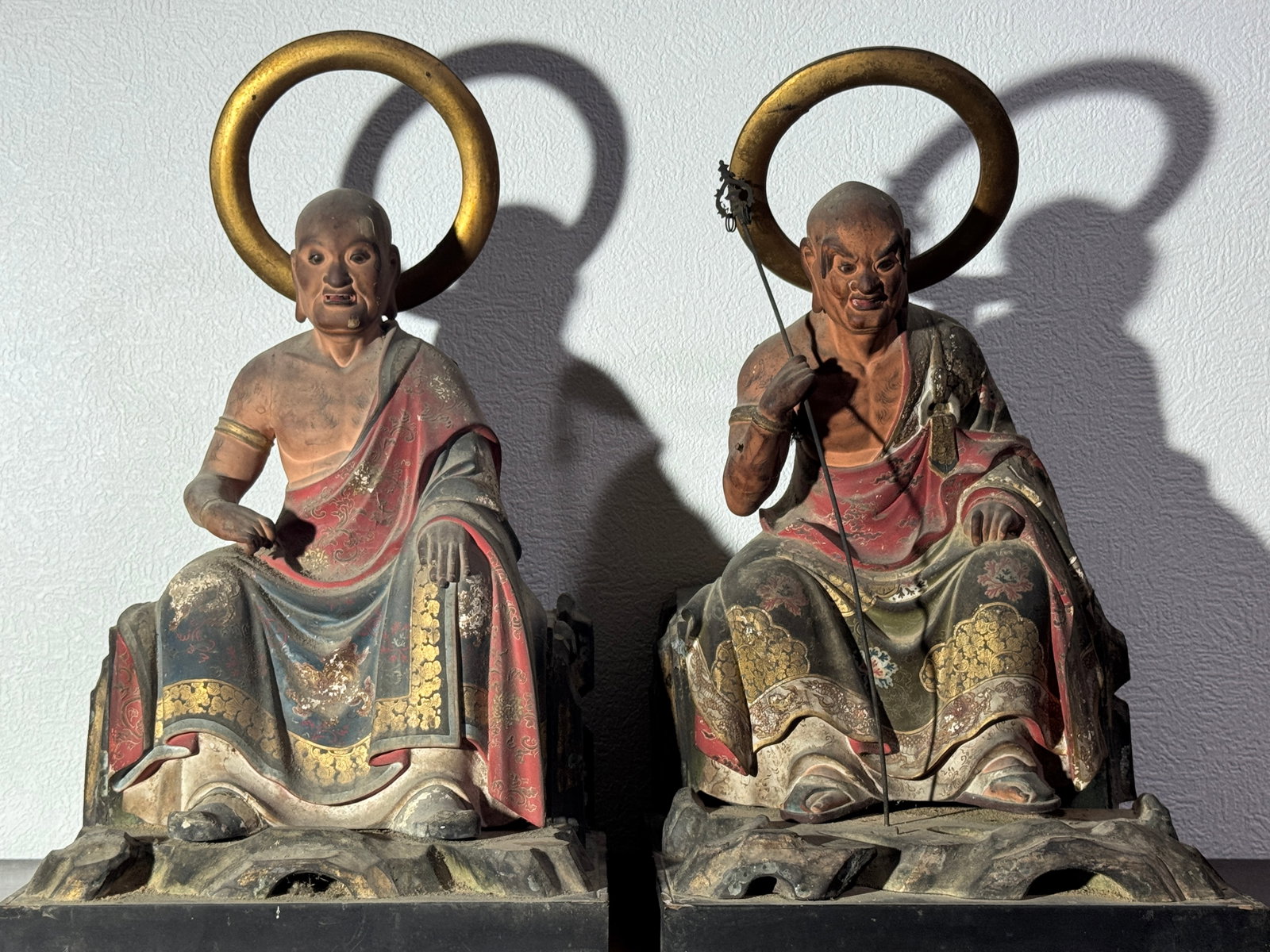 Pair Japanese Edo Period Lacqueredd Wood Lohan,Edo Period (1 of 10)