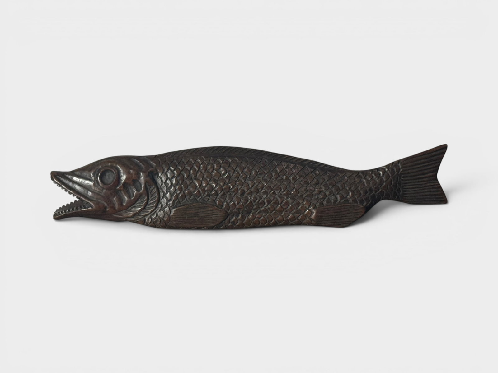 Japanese Meiji Period Carved Wood Fish,Meiji Period: Japanese meiji period carved wood fish of a pipe holder, 8.75"L Shipping: We offer in-house shipping services for most small items. This means that we will take care of packing and shipping the items 