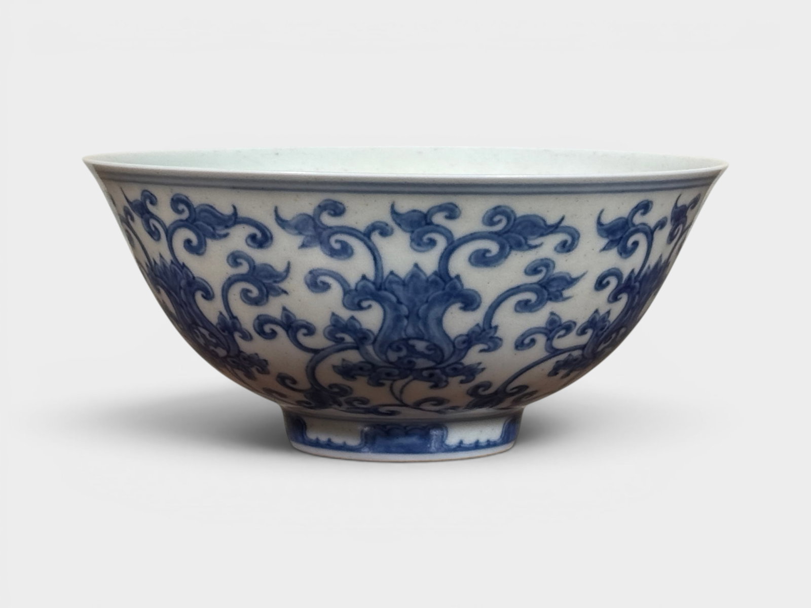 Chinese Blue White Porcelain Bowl with Lotus Vine: Chinese blue white porcelain bowl with lotus vine, 6"dia 2.5"ht Shipping: We offer in-house shipping services for most small items. This means that we will take care of packing and shipping the items