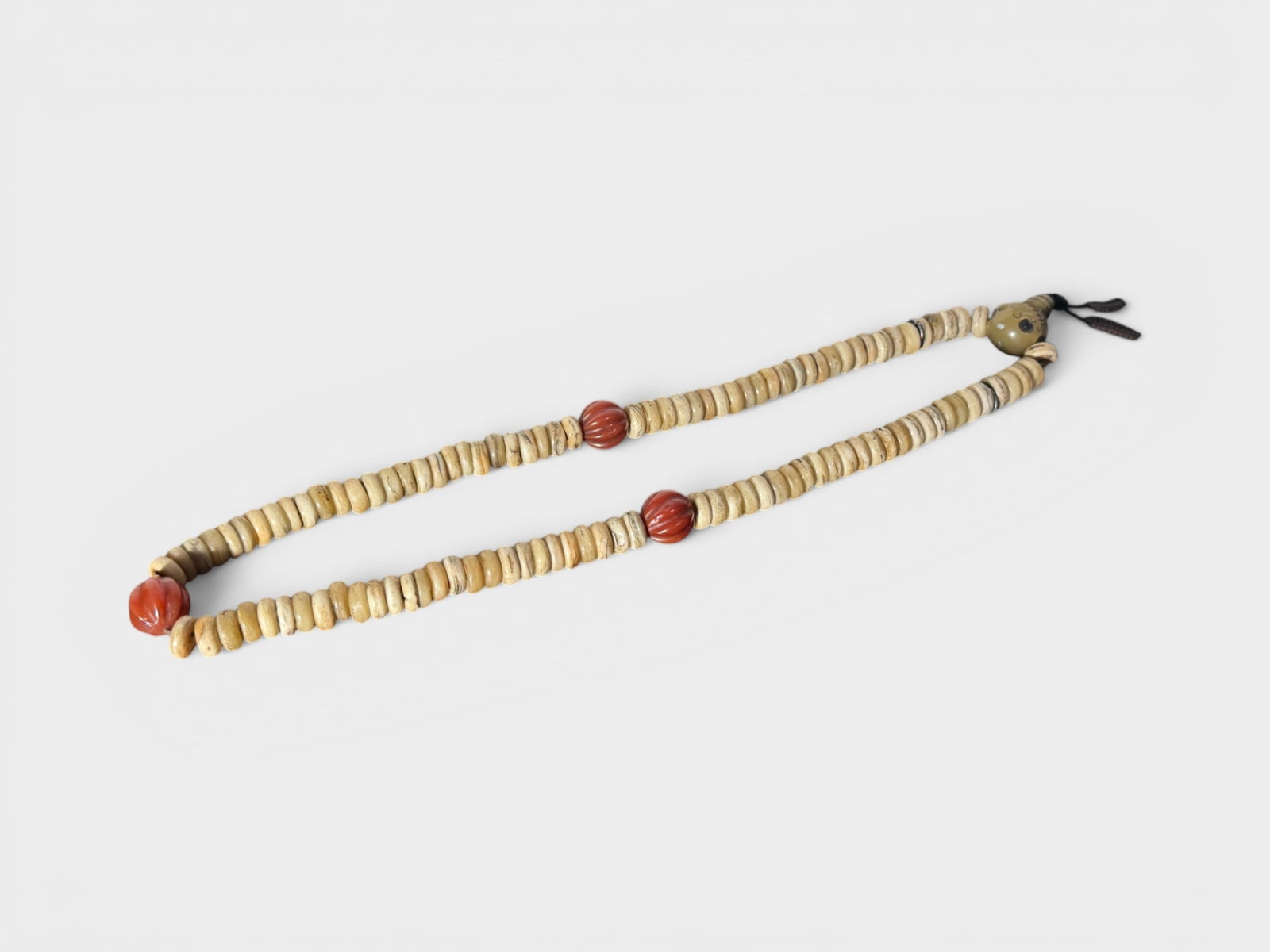 Tibetan Bone Necklace with Nanhong Red Agate Beads (1 of 6)