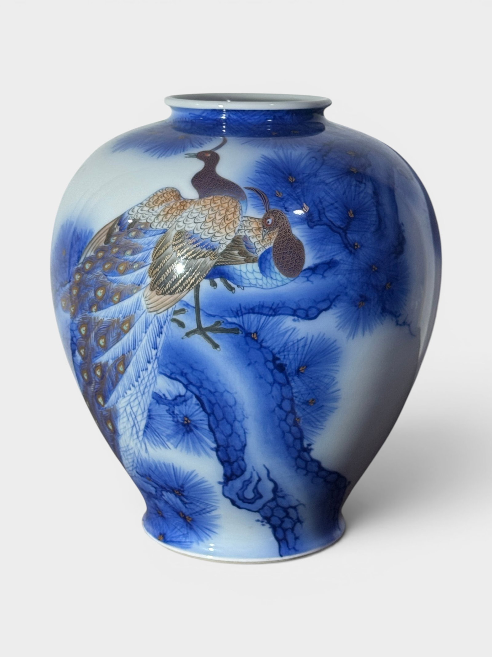 Japanese Studio Porcelain Vase with Peacock: Japanese studio porcelain vase with peacock scene, koransha mark, 9.5"ht Shipping: We offer in-house shipping services for most small items. This means that we will take care of packing and shipping t