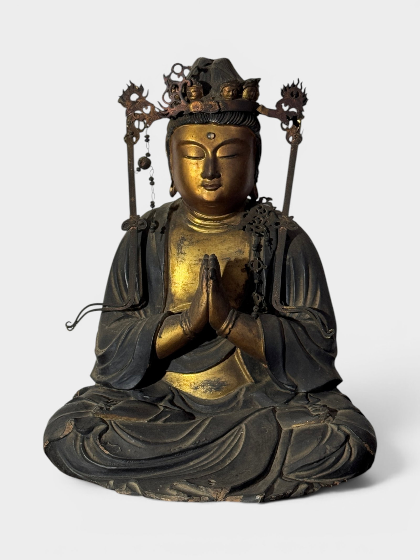 Japanese Edo Period Lacquered Wood Seated Buddha,Edo Period: Japanese edo period lacquered wood buddha with metal fitting, 12"ht Shipping: We offer in-house shipping services for most small items. This means that we will take care of packing and shipping the it