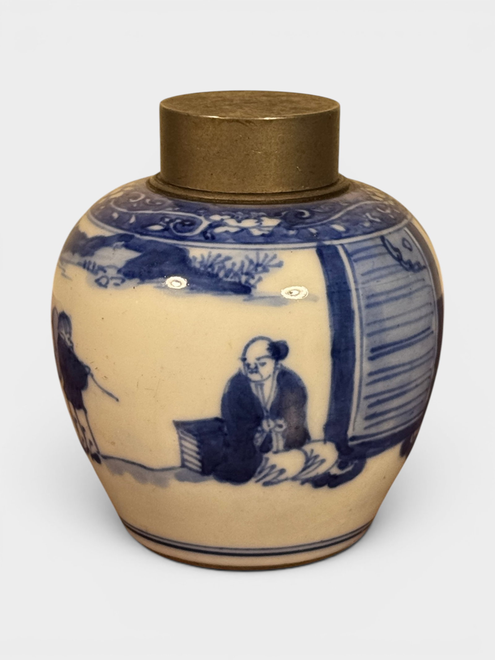 Chinese Blue White Tea Jar with Pewter Cover (1 of 9)
