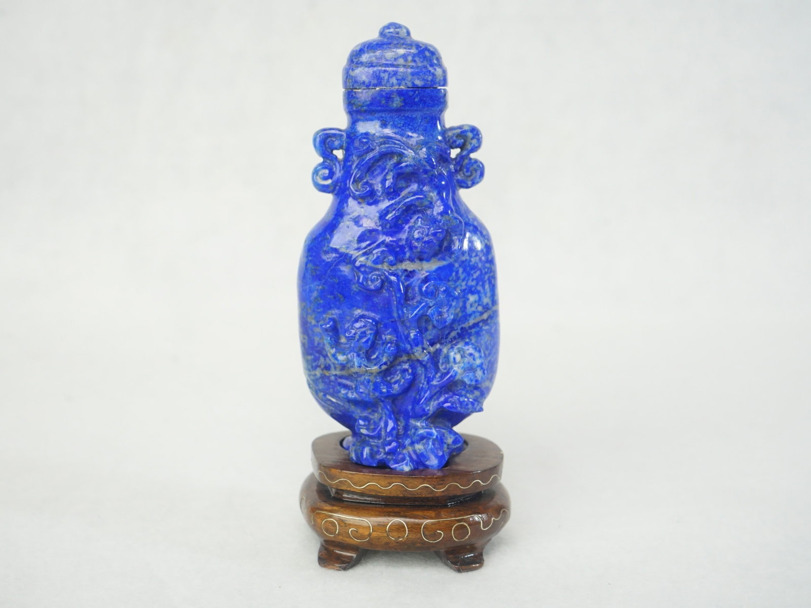 Chinese Carved Lapis Lazuli Lidded Vase (1 of 5)