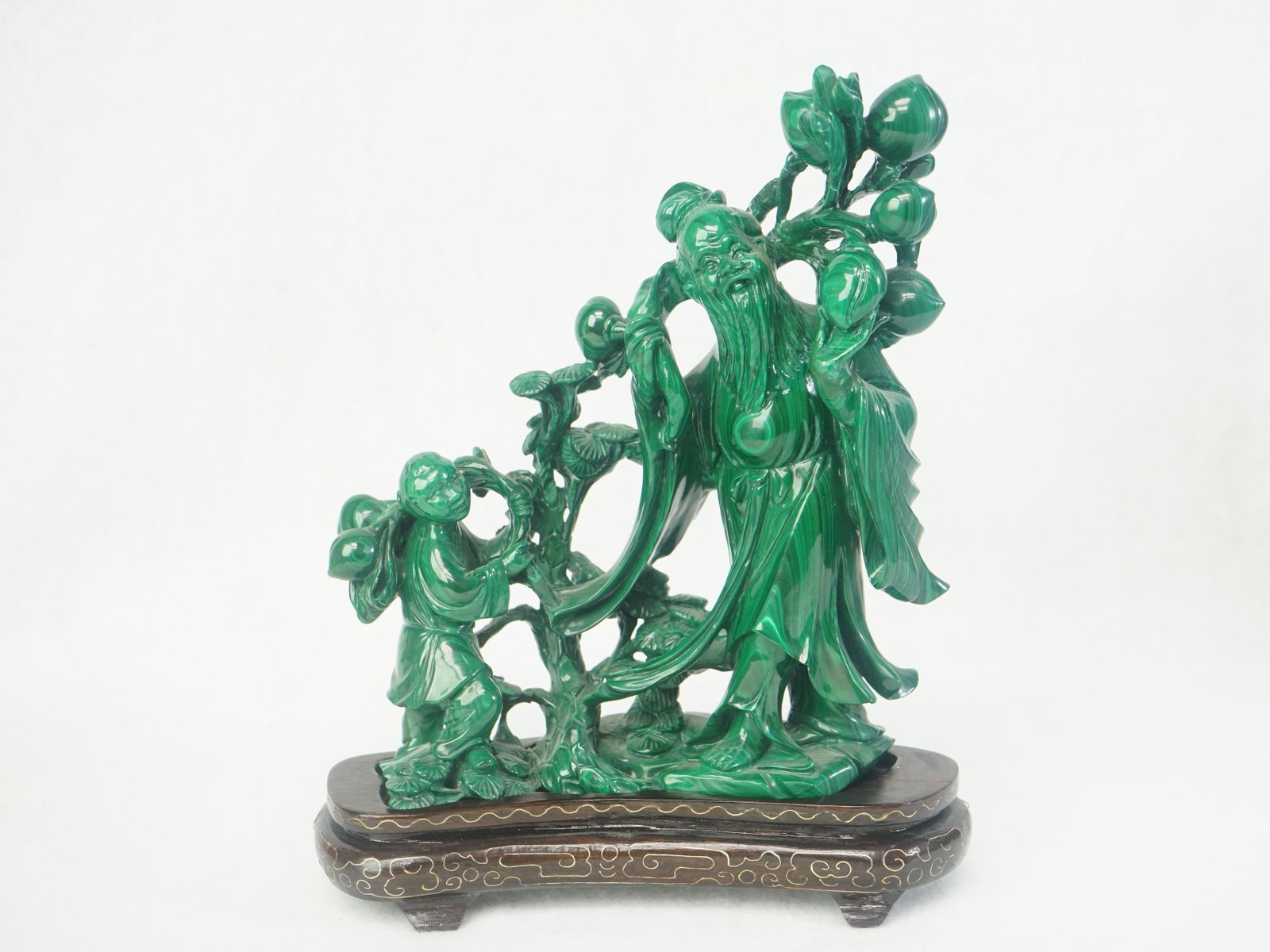 Chinese Carved Malachite Figure of Shoulao (1 of 6)