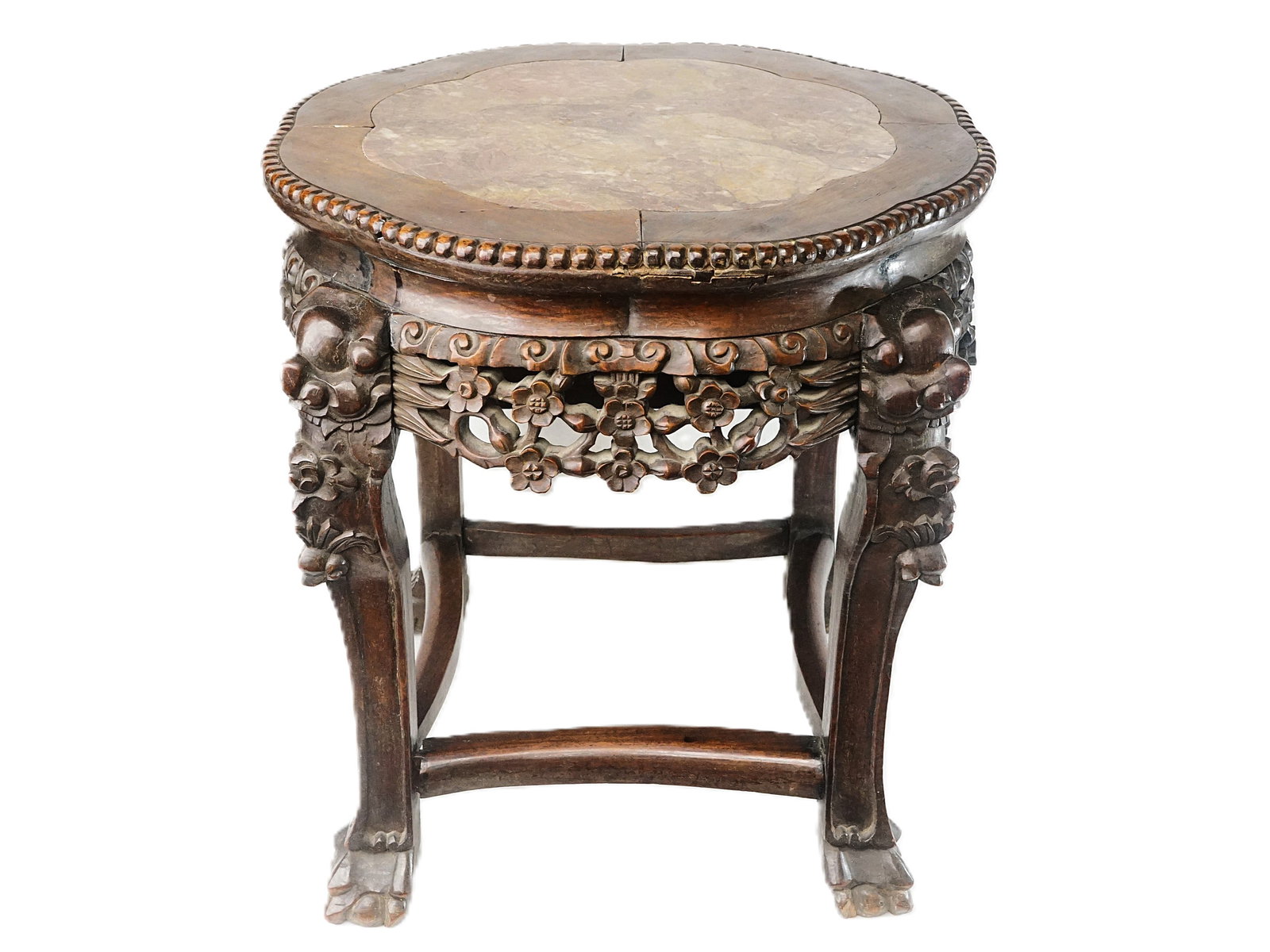 Chinese Carved Hardwood Table with Marble Top,Qing Dynasty: Approximate size: 17.75x16.5 in Shipping: We offer in-house shipping services for most small items. This means that we will take care of packing and shipping the items directly to you. For larger or s