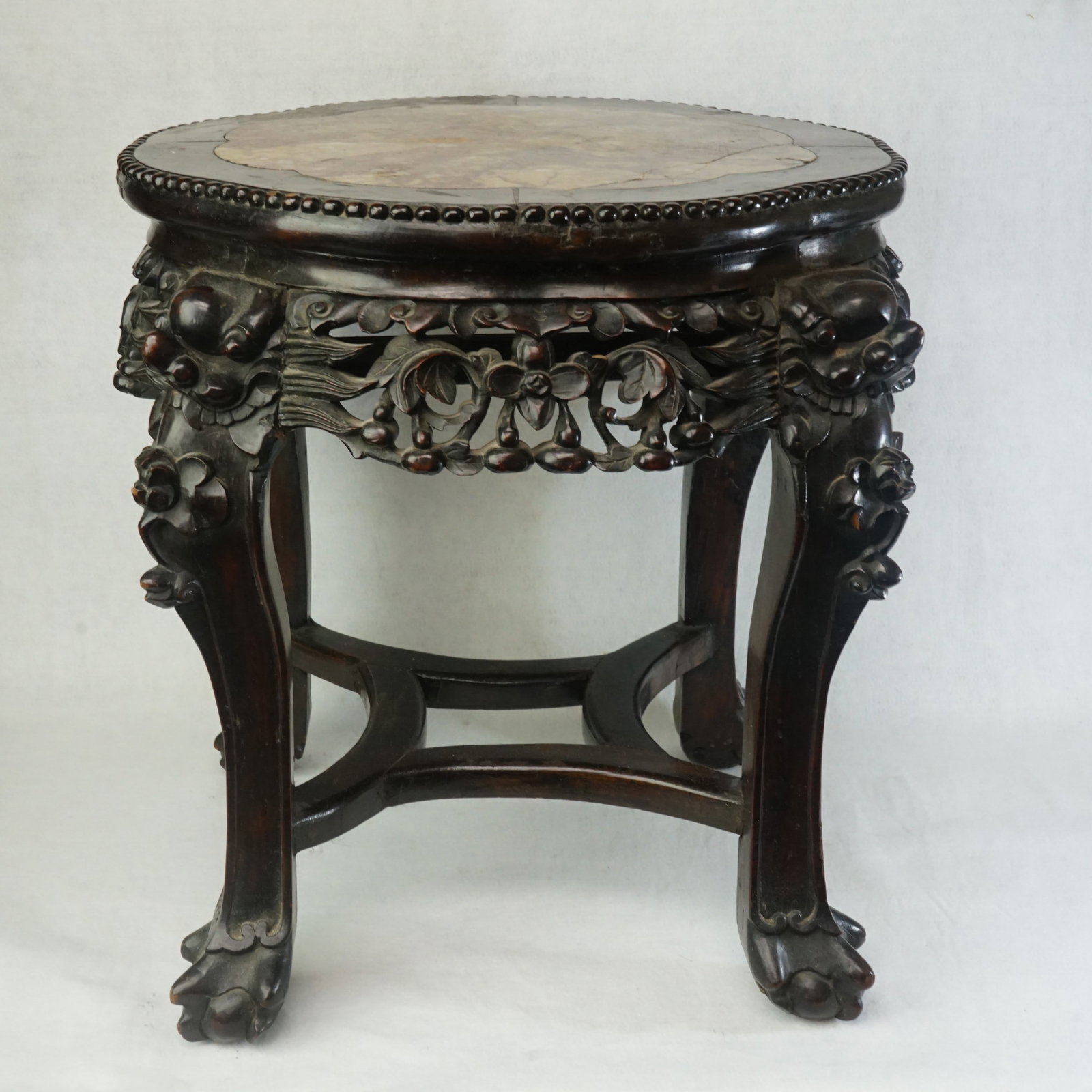 Chinese Hardwood Marble Topped Table,Early 20th Century: Approximate size: 17.75x16.5 in Shipping: We offer in-house shipping services for most small items. This means that we will take care of packing and shipping the items directly to you. For larger or s
