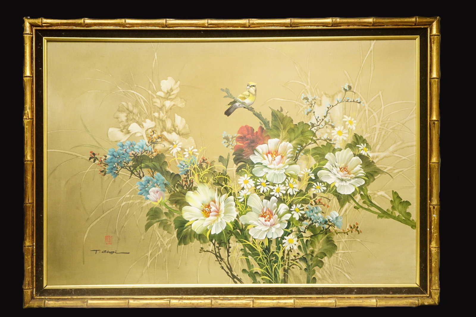Asian Bird-And-Flower Painting,Oil on Canvas,Signed: Approximate size: 40x28 in Shipping: We offer in-house shipping services for most small items. This means that we will take care of packing and shipping the items directly to you. For larger or specia