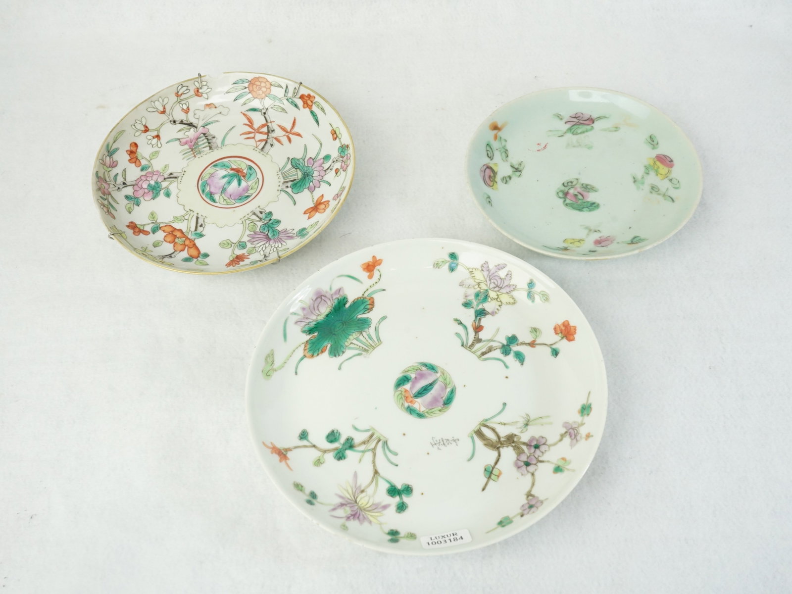 Lot of 3 Chinese Famille Rose Porcelain Dishes: Approximate size: dia 6-8 in Shipping: We offer in-house shipping services for most small items. This means that we will take care of packing and shipping the items directly to you. For larger or spec