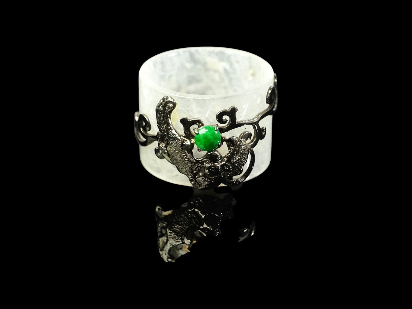 Chinese Jadeite And Silver Archer'S Ring: Approximate size: Ring Size 9,overall weight 39.35 ct Shipping: We offer in-house shipping services for most small items. This means that we will take care of packing and shipping the items directly t