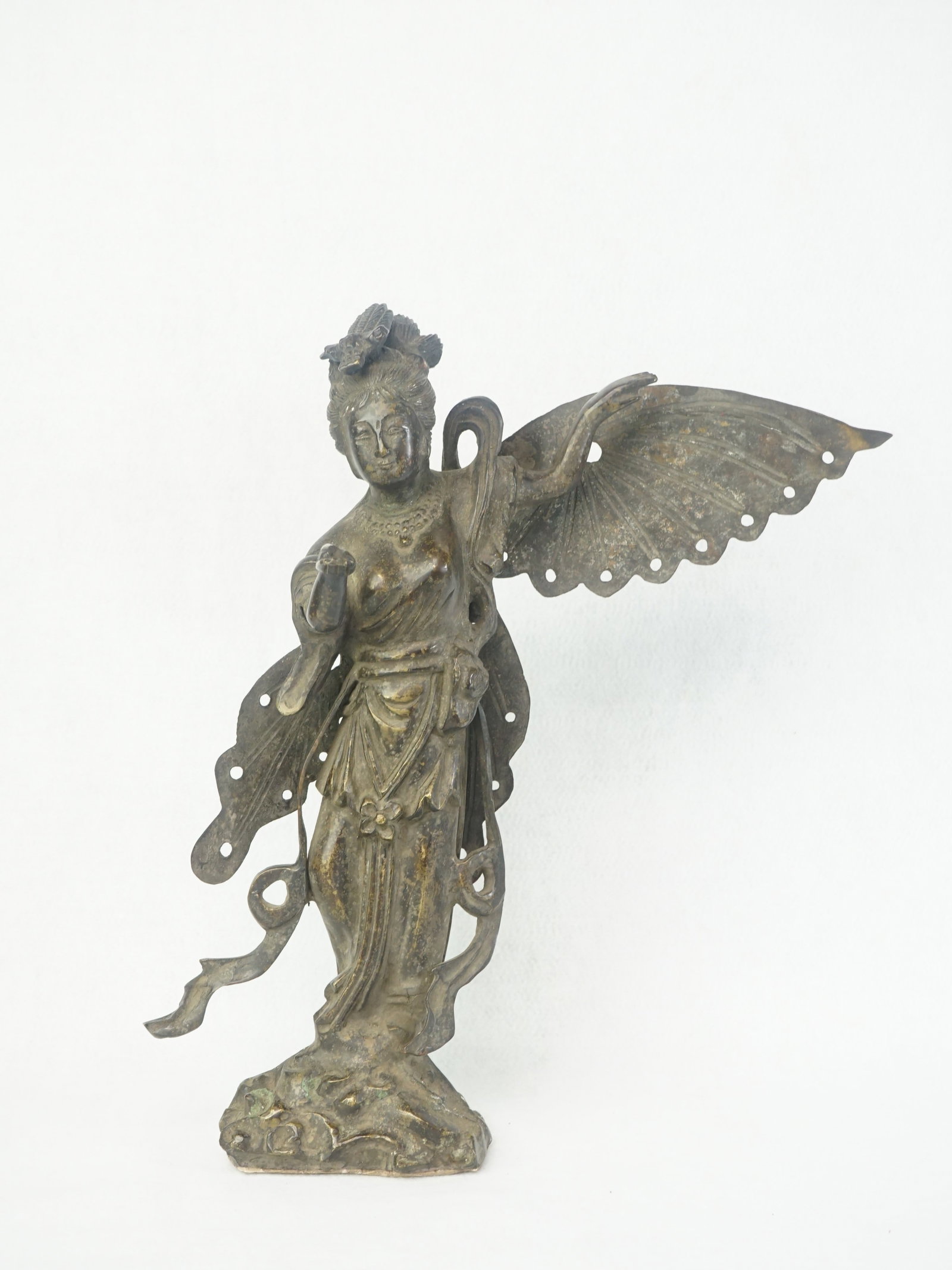 Chinese Bronze Female Immortal Figure: Approximate size: H:14.25 in Shipping: We offer in-house shipping services for most small items. This means that we will take care of packing and shipping the items directly to you. For larger or spec