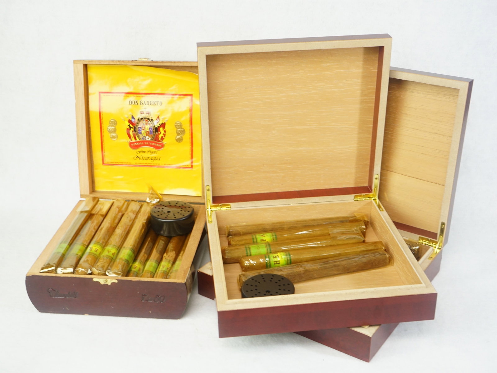 Lot of 3 Cigar Boxes: Approximate size:largest 9x8.5x2.25 in Shipping: We offer in-house shipping services for most small items. This means that we will take care of packing and shipping the items directly to you. For larg
