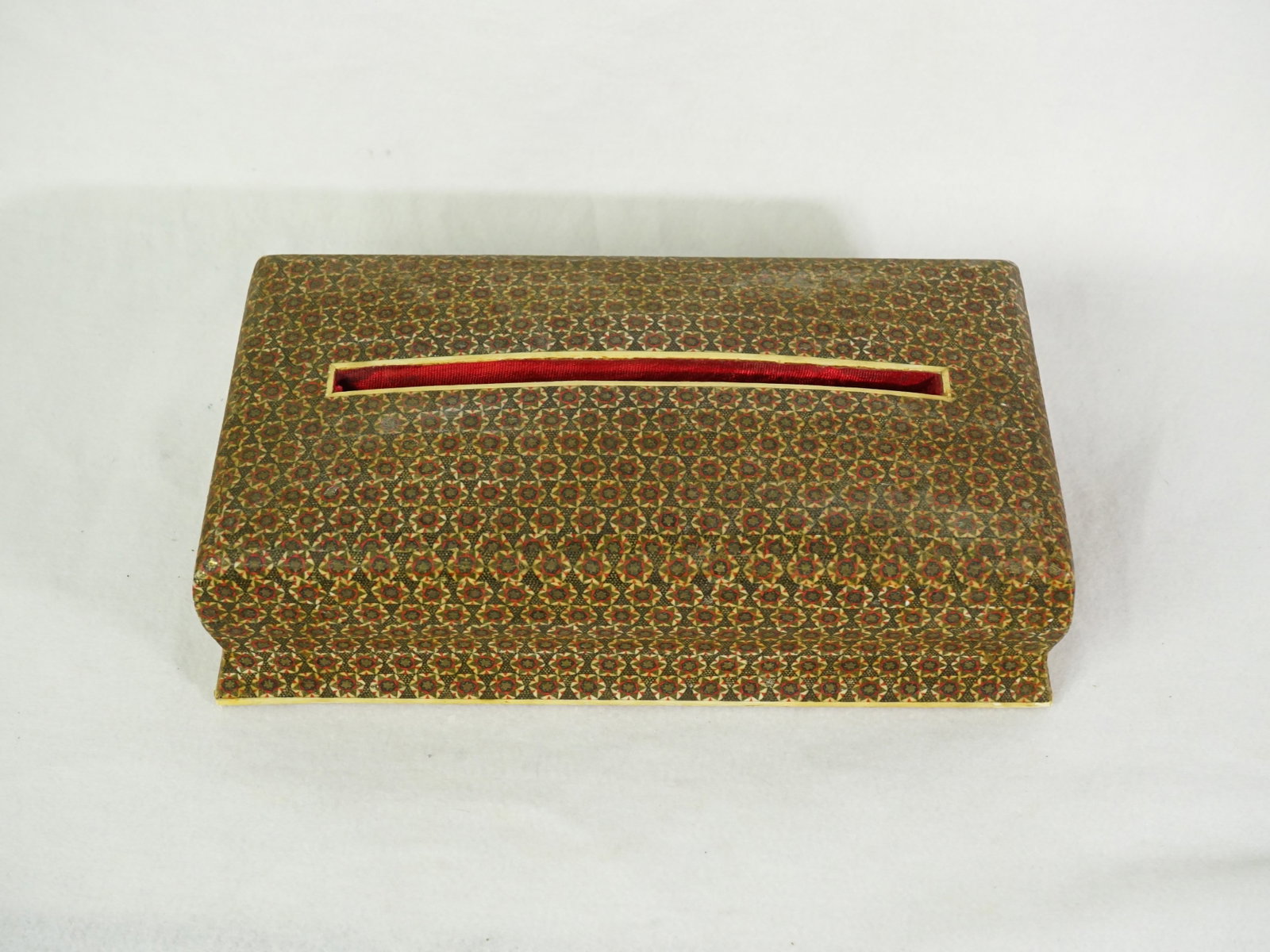 Persian Khatamkari Marquetry Wooden Tissue Box: Approximate size: 3x11x6.25 in Shipping: We offer in-house shipping services for most small items. This means that we will take care of packing and shipping the items directly to you. For larger or